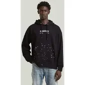 G-Star Text Splatters Relaxed Hoodie Sweater - Black - Men