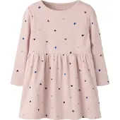 Name it Kjole - Rib - Noos - NmfNutti - Burnished Lilac/Hearts - - 3 år (98) - Kjole