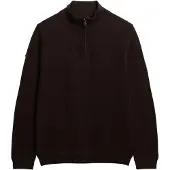 Superdry Superdrytil mænd. M6110682A Jersey Texture Half Zip brun (M), Casual, Bomuld