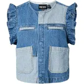 Pieces Pcfie Flounce Patchwork Denimvest