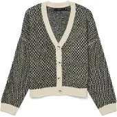 Vero Moda Cardigan 'VMFELIZE' ecru / sort