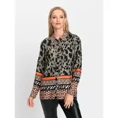 HEINE Bluse grå / orange / sort / hvid