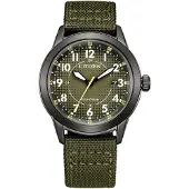 Citizen Herreur AW1877-09X Grøn/Læder Ø40 mm
