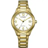 Citizen Dameur FE6122-64A Elegance Hvid/Gul guldtonet stål Ø34 mm