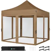 Vonroc Easy-Up Party Telt - Pavillon - 3x3 m | Inkl. Myggenet Sidevægge - Beige
