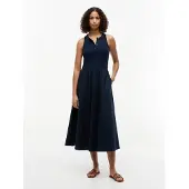 Tommy Hilfiger Gold Button Poplin Mix ærmeløs Kjole
