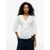 Tommy Hilfiger Bluse 'Relaxed Fit Pure Wrap Blouse' hvid