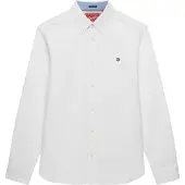 Superdry Superdrytil mænd. M4011100A Preppy Oxford skjorte hvid (M), Casual, Bomuld, Lange ærmer
