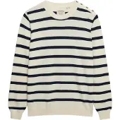 Superdry Superdrytil kvinder. W6110707A Essential Randet Sweater i Råhvid og Marineblå (S), Casual, Viscose