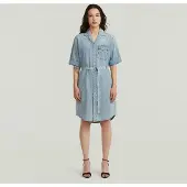 G-Star Belted Shirt Dress - Light blue - Women