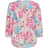 Kaffe Bluse 'KAHaisley' creme / lyseblå / kastaniebrun / pink