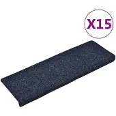 vidaXL 15 stk. trappemåtter tuftet 65x21x4 cm blå