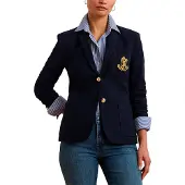 Lauren Apparel Lauren Ralph Laurentil kvinder. 201797305005 Blazer i marineblå snoet jacquard (L), Casual, Bomuld, Klassisk, Lange ærmer