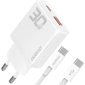 Dudao USB-C GaN-vægoplader 30W med USB-A, USB-C og USB-C-kabel – hvid