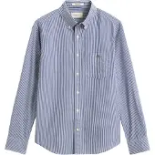 Gant Ganttil mænd. 3262030 Blå stribet poplinskjorte (L), Casual, Bomuld, Klassisk, Lange ærmer