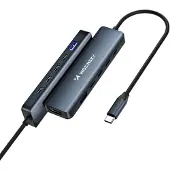 Wozinsky USB-C 6 i 1-hub WHBC10Y4S Multifunktionel, aluminium, med 25 cm kabel - grå
