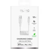 Puro 12W USB-A - Lightning Spiralkabel 1m - Hvid