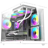 Darkflash B275 PRO computerkabinet (hvid) + 6 blæsere