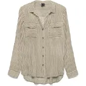 Vero Moda Bluse 'VMBUMPY' mørkebeige / hvid