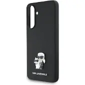 Karl Lagerfeld Samsung Galaxy A36 Saffiano Metal Karl and Choupette Cover - Sort