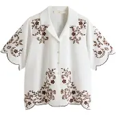 Next Bluse brokade / mørkebrun / hvid