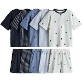 The Set Nattøj creme / navy / royalblå / pastelblå