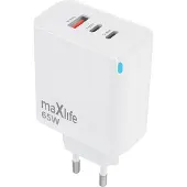 MaXlife GaN-oplader med PD QC 2xUSB-C 1xUSB 65W - Hvid