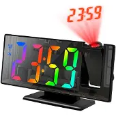 24hShop Vækkeur med LED-projektor og multifunktionelt spejldesign