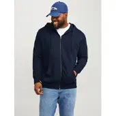 Jack&Jones PLUS Plus Size Ensfarvet Hættetrøje Med Lynlås