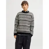 Jack & Jones Premium Pullover 'JPRBLUMAX FAIRISLE' grå / sort