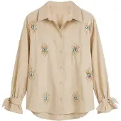 Imily Bela Bluse beige-meleret / blå / hvid