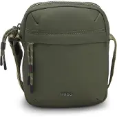 HUGO Skuldertaske í twill med metalliske logobogstaver