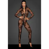 Noir Handmade F237 Langt Jumpsuit med Blonder og 3-vejs-lynlås