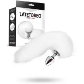 Vuxen Metal Butt Plug With White Foxy Tail 40 cm