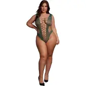 Shots Grøn Teddy V-udskæring - Plus size