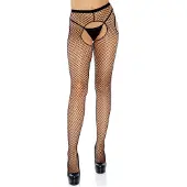 Leg avenue Crotchless Fishnet Suspender Pantyhose Black