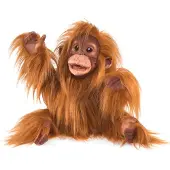 Folkmanis baby orangutan h?nd dukke orange-brun