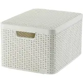 Curver Style L, Opbevaringskurv, Cremefarvet, Rattan, Monokromatisk, Badeværelse, Soveværelse, Stue, 445 mm