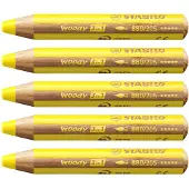 Stabilo " Woody 3-in-1 " Multi-Talented Pencil-Yellow (Pack of 5)