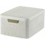 Curver kurv/beholder med låg RATTAN Style M creme (46818)