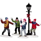 Lemax snöbollkamp! Uppsättning av 4#32133