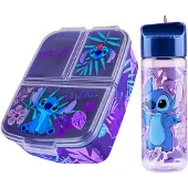Disney Stitch Kids Madpakke med rum og vandflaske til skolen (bl?/lilla)