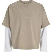 Jack & Jones Bluser & t-shirts 'JCOBIARRITZ' lysebrun / hvid