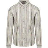 No-excess Stribet Skjorte Ferfarvet Beige måe