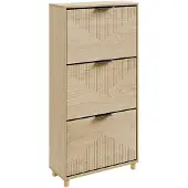 SoBuy Skotøjsskab Lys Eg 3 Døre 60x24x120 cm