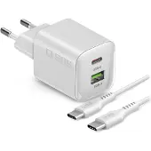 SBS lader 30W 1c + 1a hvid + kabel CC 1,5 meter hvid