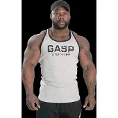 Gasp Ribbed T-Back, Grey Melange - L