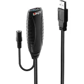 Lindy USB 3.0 aktivt forlængerkabel, 10m, USB A, sort, 43156