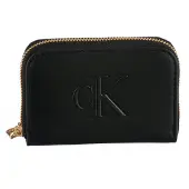 Calvin Klein Tegnebog 'Textured Logo Zip-around' sort