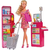 Simba 105733613 Steffi Love Supermarked Leget?jsdukke i supermarked med kasseindk?bspose og mange madvarer 29 cm dukke fra 3 ?r